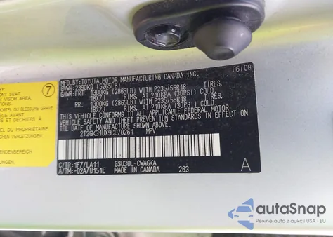 2009 Lexus Rx 350 из США, поврежденный, VIN 2T2GK31UX9C070261